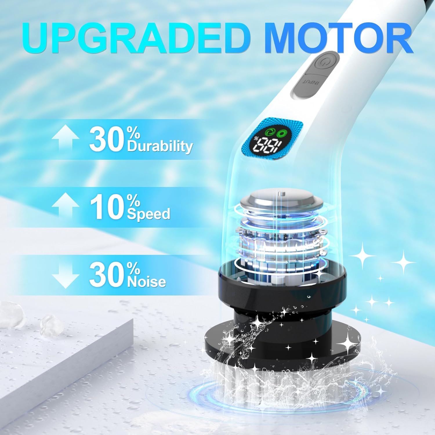 Electric Spin Scrubber for Cleaning Bathroom - Cordless Power Scrubber with 7 Brushes Heads - Shower Cleaner Brush with Long Handle, IPX7 Waterproof Scrub Brush for Bath Tub Tile Grout Glass Tool detail 2