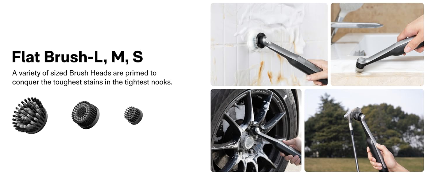 HOTO Wand™ Cordless Spin Scrubber, Electric Rechargeble Grout Cleaning Brush, IPX7 Waterproof Bathroom Scrubber, 12 Replaceable Brush Heads Version Power Scrubber for Grout, Tiles, Corners, Crevices detail 2
