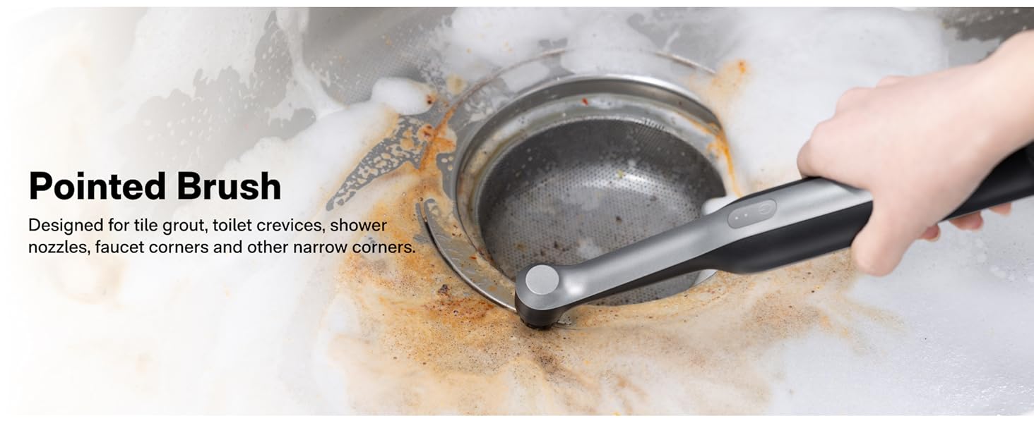HOTO Wand™ Cordless Spin Scrubber, Electric Rechargeble Grout Cleaning Brush, IPX7 Waterproof Bathroom Scrubber, 12 Replaceable Brush Heads Version Power Scrubber for Grout, Tiles, Corners, Crevices detail 3