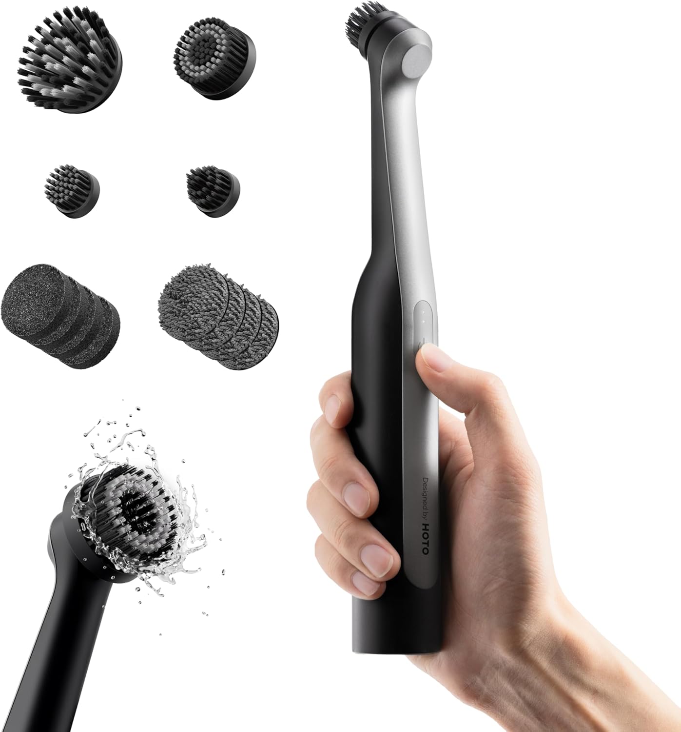 HOTO Wand™ Cordless Spin Scrubber, Electric Rechargeble Grout Cleaning Brush, IPX7 Waterproof Bathroom Scrubber, 12 Replaceable Brush Heads Version Power Scrubber for Grout, Tiles, Corners, Crevices detail 17