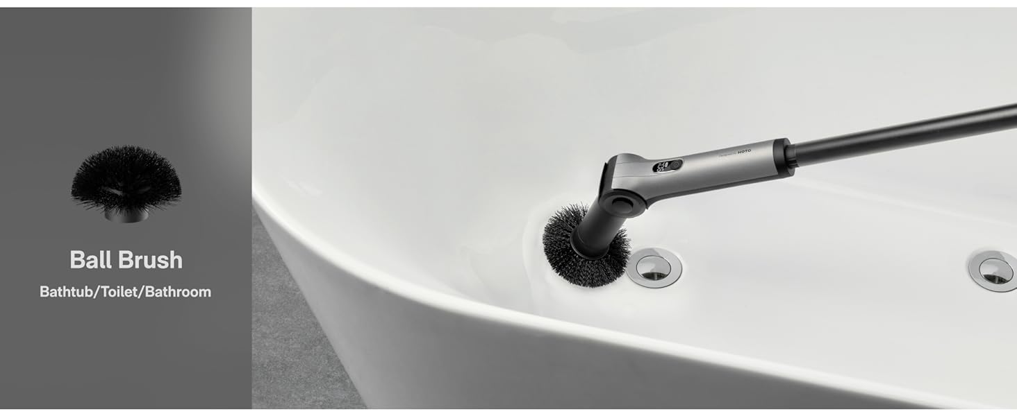 HOTO Flexi™ Cordless Electric Spin Scrubber, Adjustable Angle, Extendable Handle, Smart Display, IPX7 Waterproof, Powerful Cleaning Scrubber with 8 Replaceable Brush Heads, for Bathtub, Bathroom, Tile detail 2