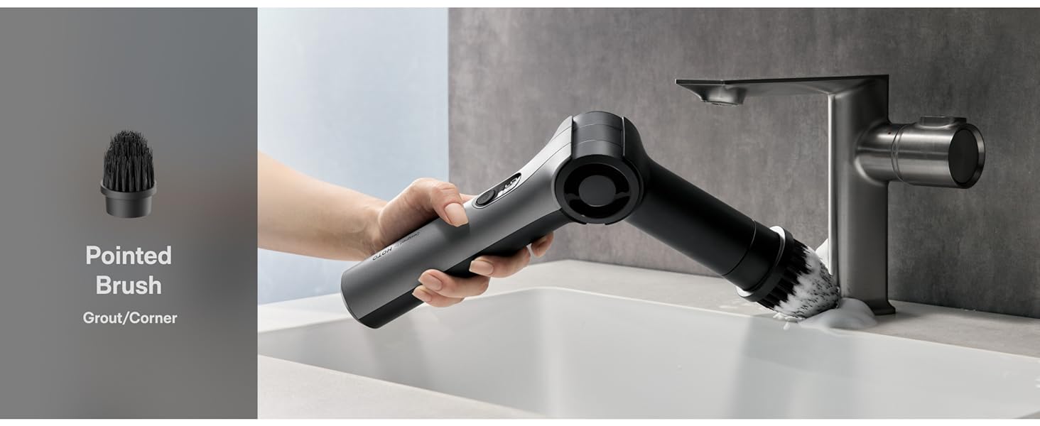 HOTO Flexi™ Cordless Electric Spin Scrubber, Adjustable Angle, Extendable Handle, Smart Display, IPX7 Waterproof, Powerful Cleaning Scrubber with 8 Replaceable Brush Heads, for Bathtub, Bathroom, Tile detail 4