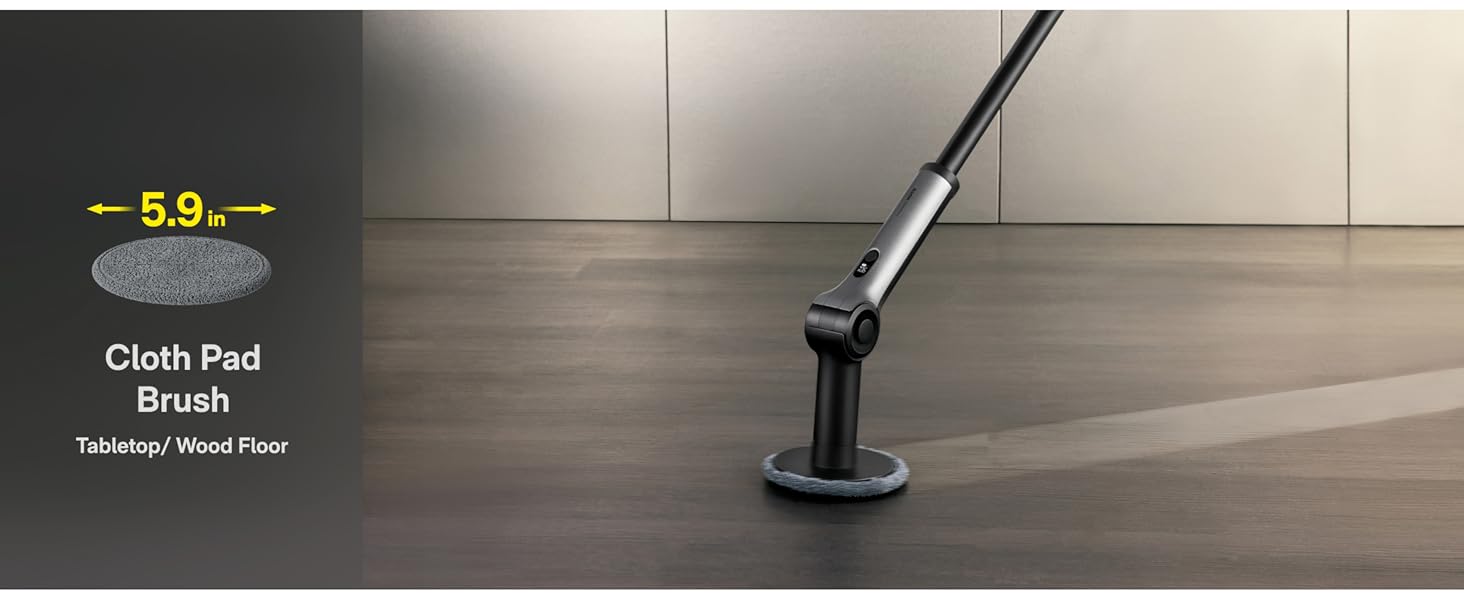 HOTO Flexi™ Cordless Electric Spin Scrubber, Adjustable Angle, Extendable Handle, Smart Display, IPX7 Waterproof, Powerful Cleaning Scrubber with 8 Replaceable Brush Heads, for Bathtub, Bathroom, Tile detail 7