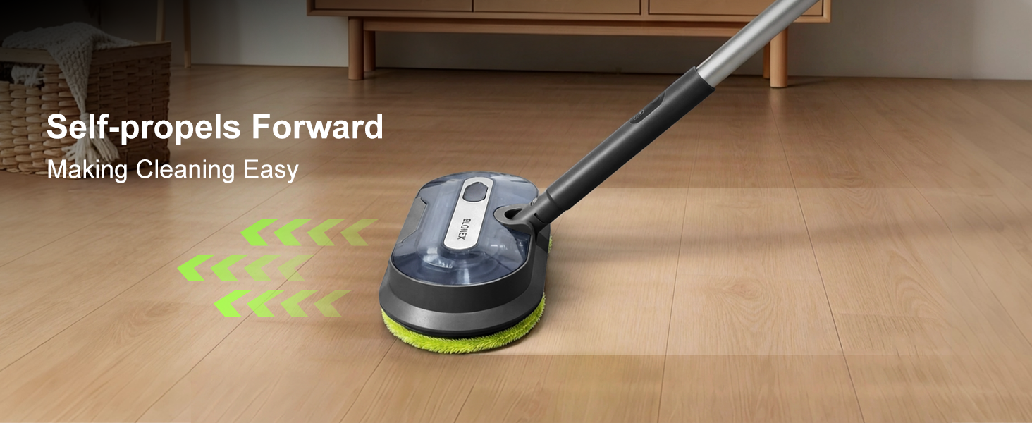 BLONEX Cordless Electric Mop with Spray & Detachable Water Tank, Lightweight Electric Spin Mop with Headlights for Hardwood Tile Laminate Floors, Long-Lasting Battery, Self-Propelled Floor Cleaner detail 8