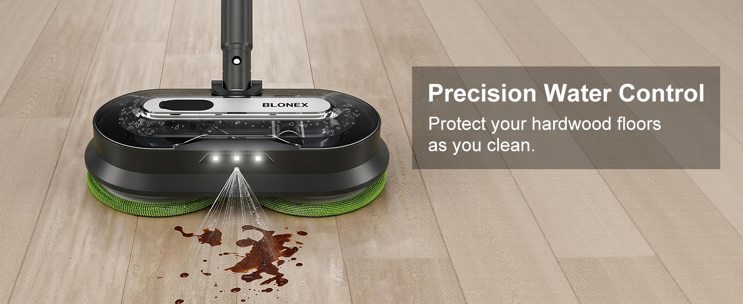 BLONEX Cordless Electric Mop with Spray & Detachable Water Tank, Lightweight Electric Spin Mop with Headlights for Hardwood Tile Laminate Floors, Long-Lasting Battery, Self-Propelled Floor Cleaner detail 9