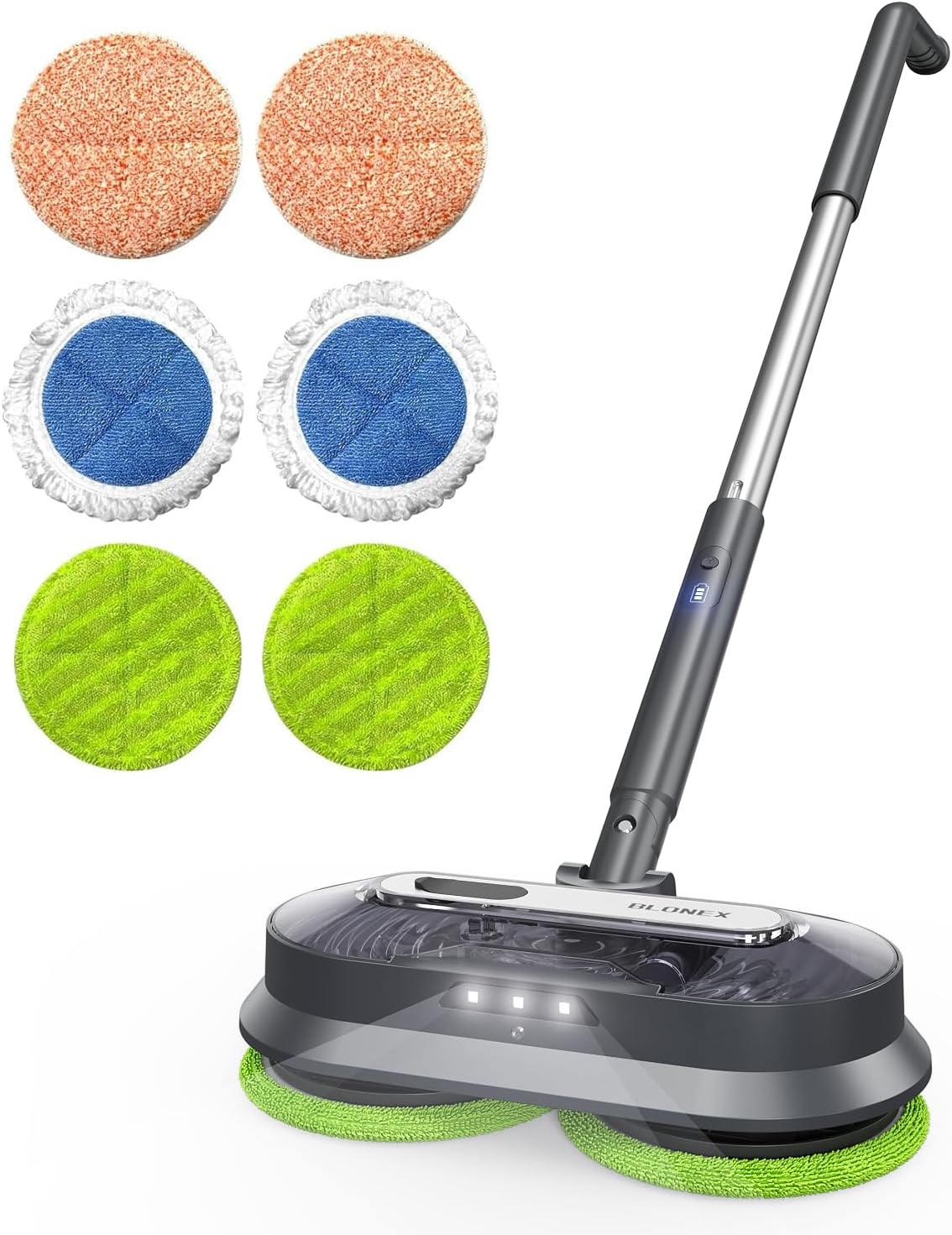 BLONEX Cordless Electric Mop with Spray & Detachable Water Tank, Lightweight Electric Spin Mop with Headlights for Hardwood Tile Laminate Floors, Long-Lasting Battery, Self-Propelled Floor Cleaner detail 13