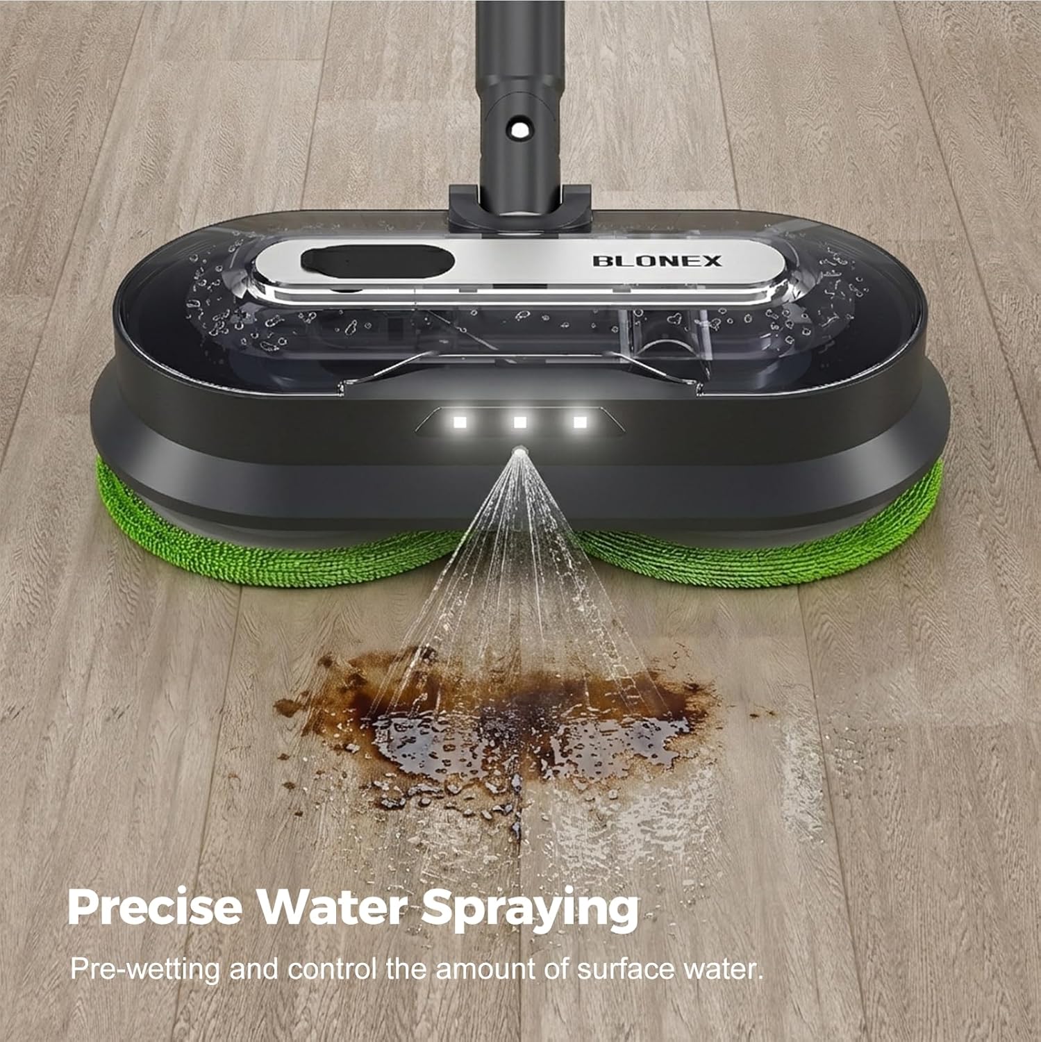 BLONEX Cordless Electric Mop with Spray & Detachable Water Tank, Lightweight Electric Spin Mop with Headlights for Hardwood Tile Laminate Floors, Long-Lasting Battery, Self-Propelled Floor Cleaner detail 14