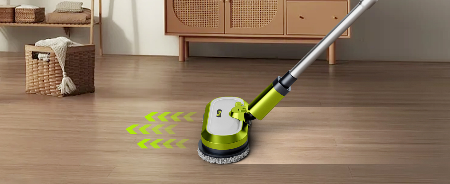 VMAI Cordless Electric Mop with Water Spray & Detachable Battery, Rechargeable Floor Spin Mop & Scrubber with LED Headlights, Washable Pads, Lightweight for Hardwood Tile Marble Floor Cleaning detail 2