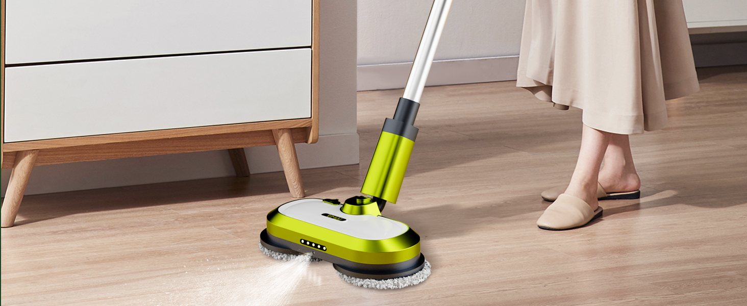 VMAI Cordless Electric Mop with Water Spray & Detachable Battery, Rechargeable Floor Spin Mop & Scrubber with LED Headlights, Washable Pads, Lightweight for Hardwood Tile Marble Floor Cleaning detail 5
