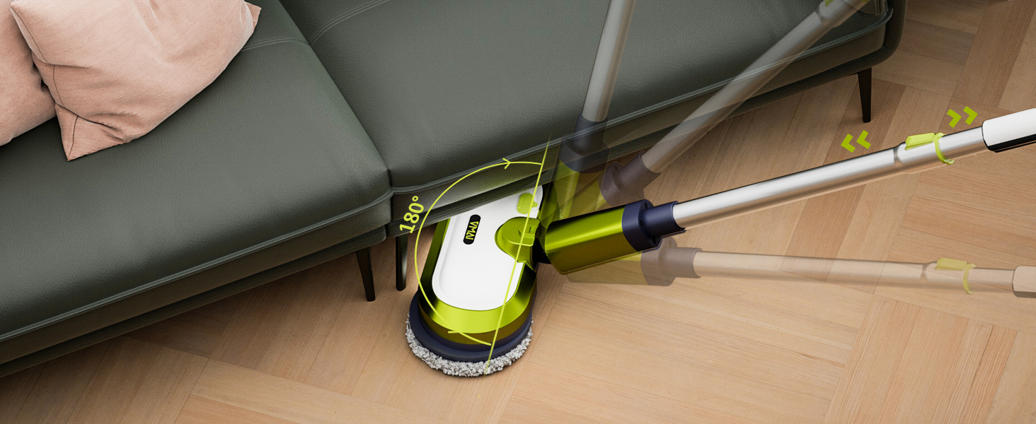 VMAI Cordless Electric Mop with Water Spray & Detachable Battery, Rechargeable Floor Spin Mop & Scrubber with LED Headlights, Washable Pads, Lightweight for Hardwood Tile Marble Floor Cleaning detail 7