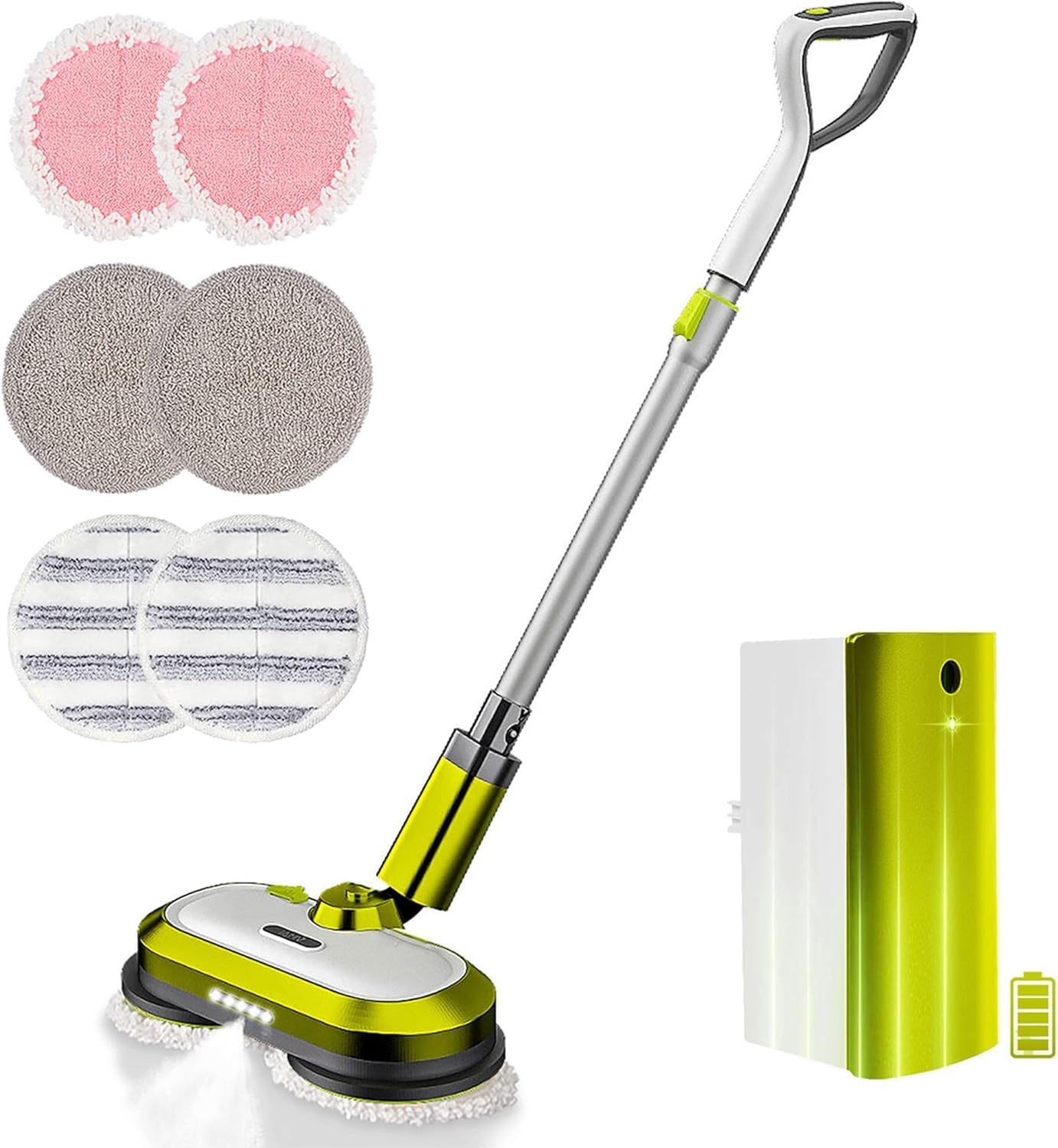 VMAI Cordless Electric Mop with Water Spray & Detachable Battery, Rechargeable Floor Spin Mop & Scrubber with LED Headlights, Washable Pads, Lightweight for Hardwood Tile Marble Floor Cleaning detail 17