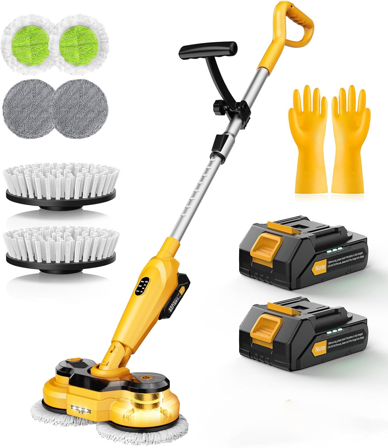 qimedo 6000mAh Battery Cordless Electric Mop M3 Pro, 800RPM Electric Power Scrubber & Mops for Floor Cleaning, Automatic Spin Mops with Smart Display,Rotating Mop with LED Light & Water Spray detail 15