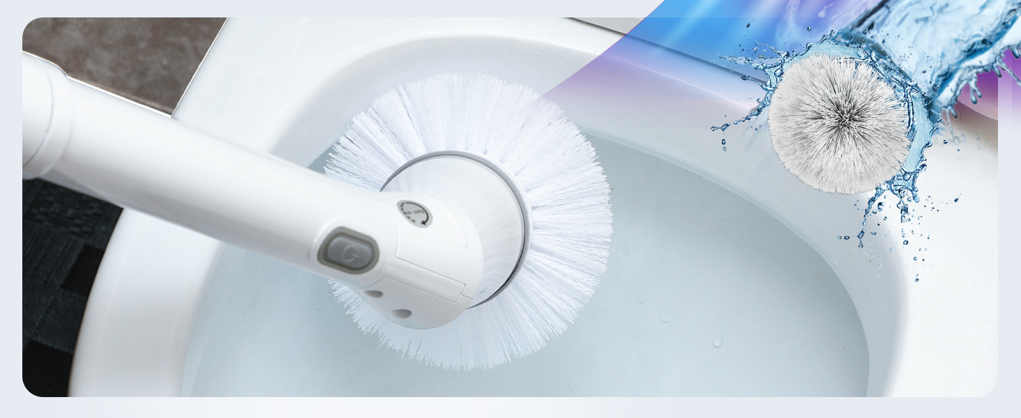 NBONEBS Electric Spin Scrubber, Cordless Shower Scrubber Rotary Floor Brushes & Pad Drivers with 6 Brush Heads - 2H Dual Speed, IPX7 Waterproof Extension Handle for Bathroom Tile Car Cleaning detail 6