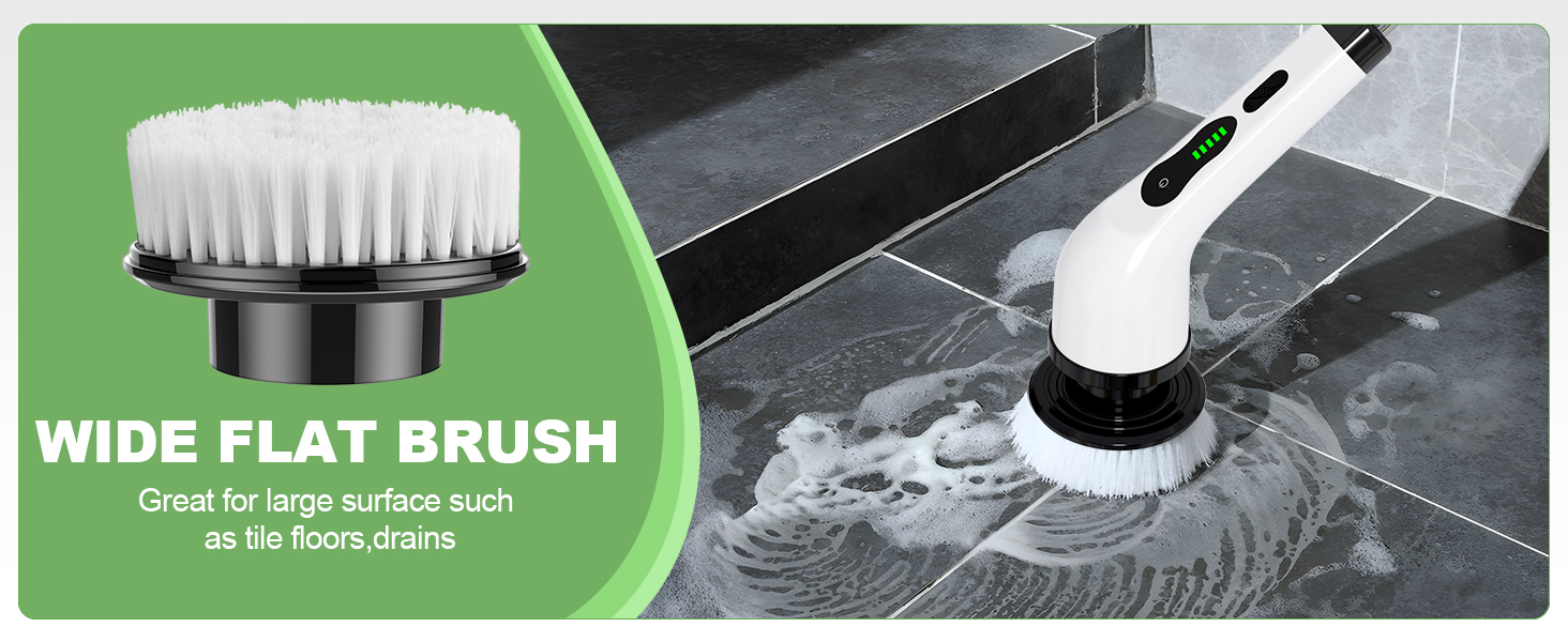 Electric Spin Scrubber for Cleaning Bathroom, Shower Scrubber Cordless Cleaning Brush with IPX7 Waterproof & 3 Speed, 9 Brush Heads, Bathroom Cleaning Supplies for Shower Tub Kitchen Tile Toilet Floor detail 3