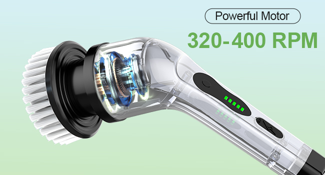 Electric Spin Scrubber for Cleaning Bathroom, Shower Scrubber Cordless Cleaning Brush with IPX7 Waterproof & 3 Speed, 9 Brush Heads, Bathroom Cleaning Supplies for Shower Tub Kitchen Tile Toilet Floor detail 9