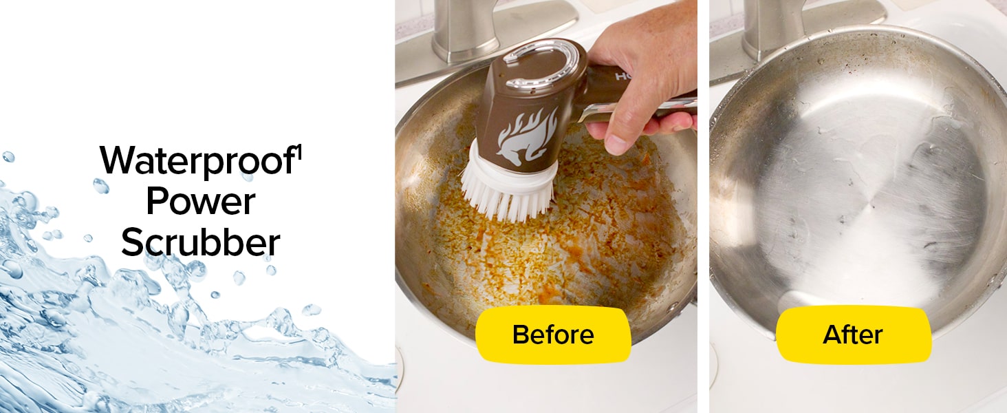 Horsepower Scrubber, Waterproof, Electric Power, Spins 350 RPM, 5 Brush Heads, AS SEEN ON TV, Cleans Dirt & Grime, Tile, Grout, Bathrooms, Kitchen, Auto Rims, Outdoor Furniture & More, Rechargeable detail 2