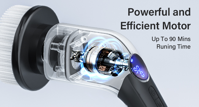 Electric Spin Scrubber, 2025 New Cordless Shower Cleaning Brush with 8 Replaceable Brush Heads, 3 Adjustable Speeds, and Adjustable Extension Handle for Bathroom Floor Tile detail 4