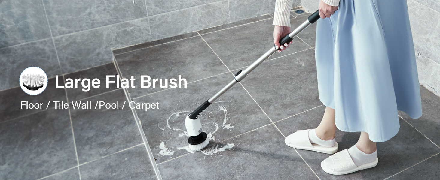 Electric Spin Scrubber, 2025 New Cordless Shower Cleaning Brush with 8 Replaceable Brush Heads, 3 Adjustable Speeds, and Adjustable Extension Handle for Bathroom Floor Tile detail 7