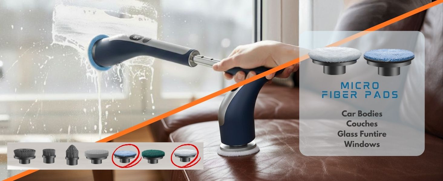 LIVINGPRO Electric Spin Scrubber with LCD Display, Cordless Cleaning Scrubber for Home, Upgraded 70W High-Power Motor, IPX7 Waterproof Dual Speed Power Scrubber, 7 Brush Heads, Extendable Long Handle detail 4
