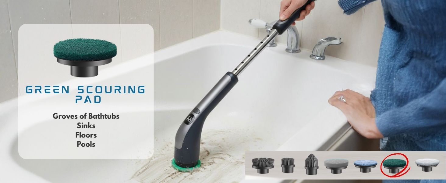 LIVINGPRO Electric Spin Scrubber with LCD Display, Cordless Cleaning Scrubber for Home, Upgraded 70W High-Power Motor, IPX7 Waterproof Dual Speed Power Scrubber, 7 Brush Heads, Extendable Long Handle detail 5