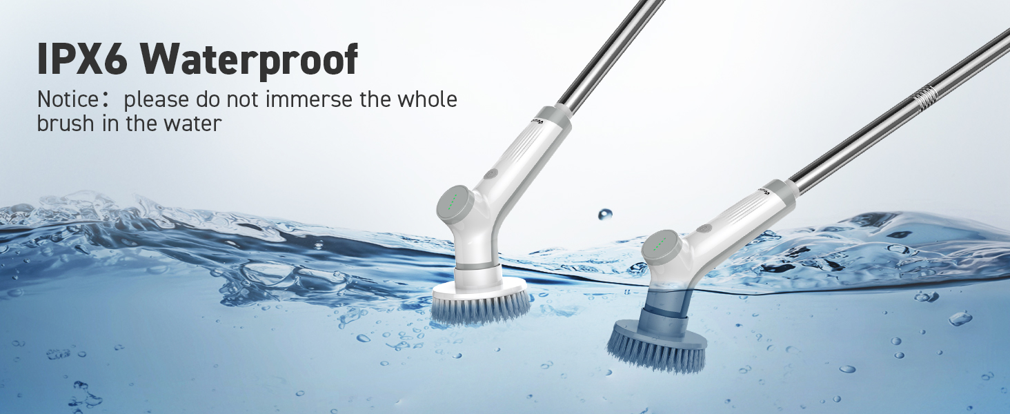 Electric Spin Scrubber, VEWIOR Cordless Shower Scrubber with 3 Adjustable Angle, Cleaning Brush with 2 Speeds 3 Replaceable Brush Heads for Bathroom Kitchen Tub detail 9