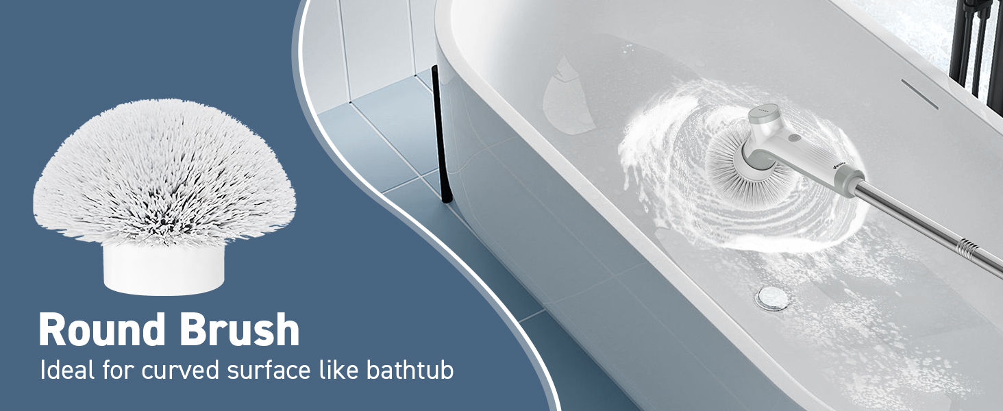 Electric Spin Scrubber, VEWIOR Cordless Shower Scrubber with 3 Adjustable Angle, Cleaning Brush with 2 Speeds 3 Replaceable Brush Heads for Bathroom Kitchen Tub detail 11