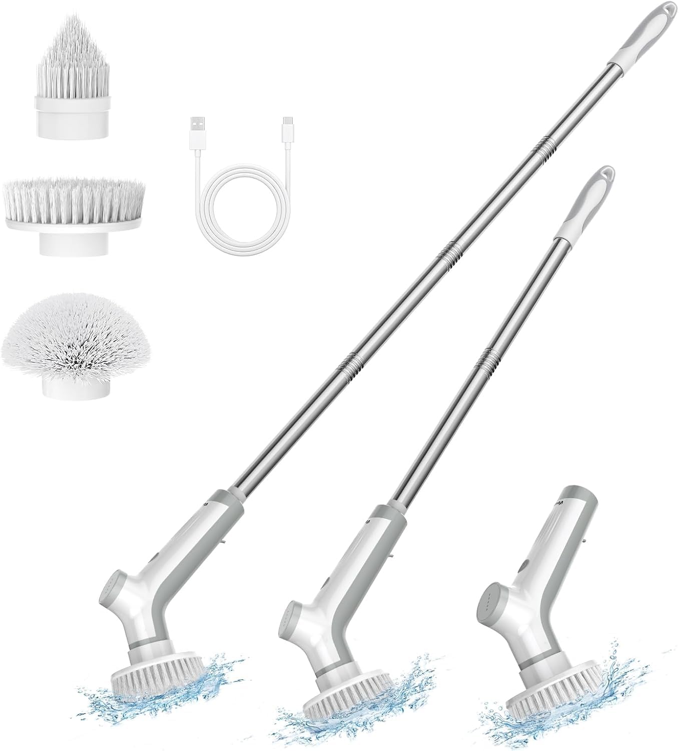 Electric Spin Scrubber, VEWIOR Cordless Shower Scrubber with 3 Adjustable Angle, Cleaning Brush with 2 Speeds 3 Replaceable Brush Heads for Bathroom Kitchen Tub detail 14