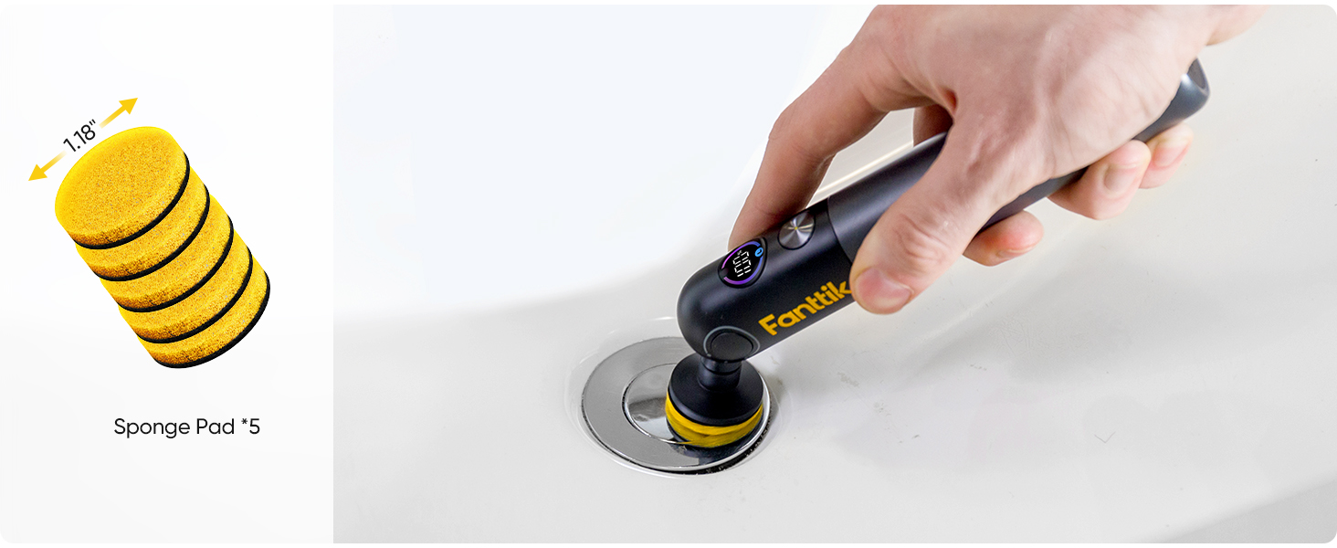 Fanttik Flip G10 Nano HomeCare Cordless Electric Spin Scrubber, 360° High-Torque Rotation, 2-Speed & 3-Angle, IPX7 Waterproof Cleaning Brush with 15 Brush Heads for Grout, Tiles, Sinks, Crevices detail 5