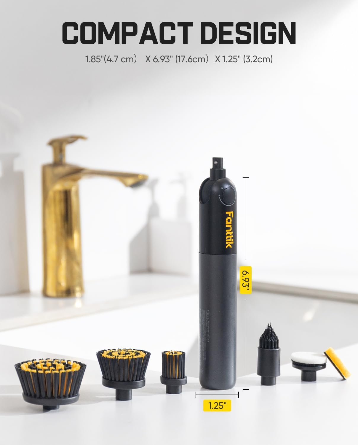 Fanttik Flip G10 Nano HomeCare Cordless Electric Spin Scrubber, 360° High-Torque Rotation, 2-Speed & 3-Angle, IPX7 Waterproof Cleaning Brush with 15 Brush Heads for Grout, Tiles, Sinks, Crevices detail 18