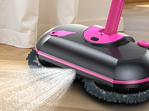 Cordless Electric Mop, Electric Spin Mop with Water Sprayer, Powerful Floor Cleaner, 300ml Tank Self-Propelled for Hardwood & Tile, Adjustable Handle, 2500mAh Long-Lasting Battery, Pink detail 5