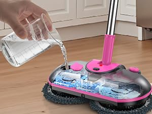 Cordless Electric Mop, Electric Spin Mop with Water Sprayer, Powerful Floor Cleaner, 300ml Tank Self-Propelled for Hardwood & Tile, Adjustable Handle, 2500mAh Long-Lasting Battery, Pink detail 6