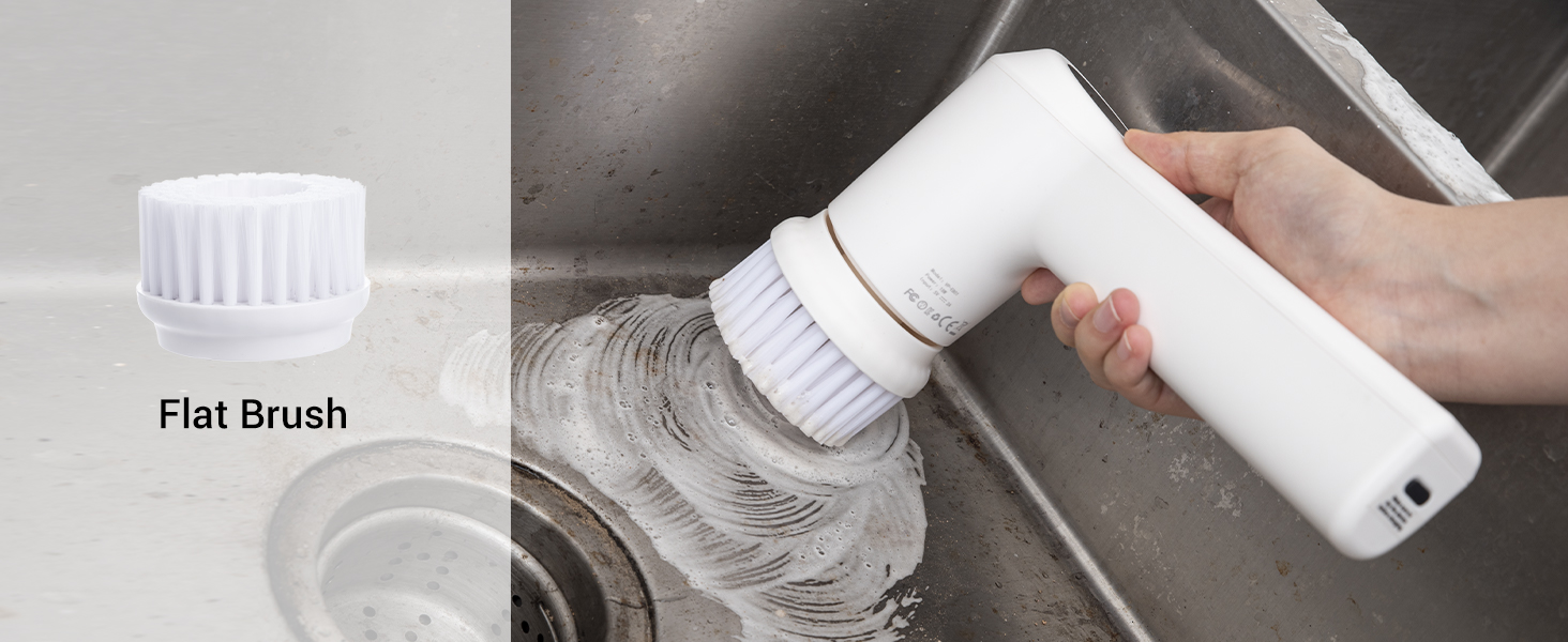 AIRSEE Electric Spin Scrubber, Cordless Power Rotating Brush, 2 Speeds, 6 Replaceable Brush Heads, Handheld Shower Bathroom Scrubber for Cleaning Floors, Windows, Bathtubs, Tiles, Sink, Car detail 4