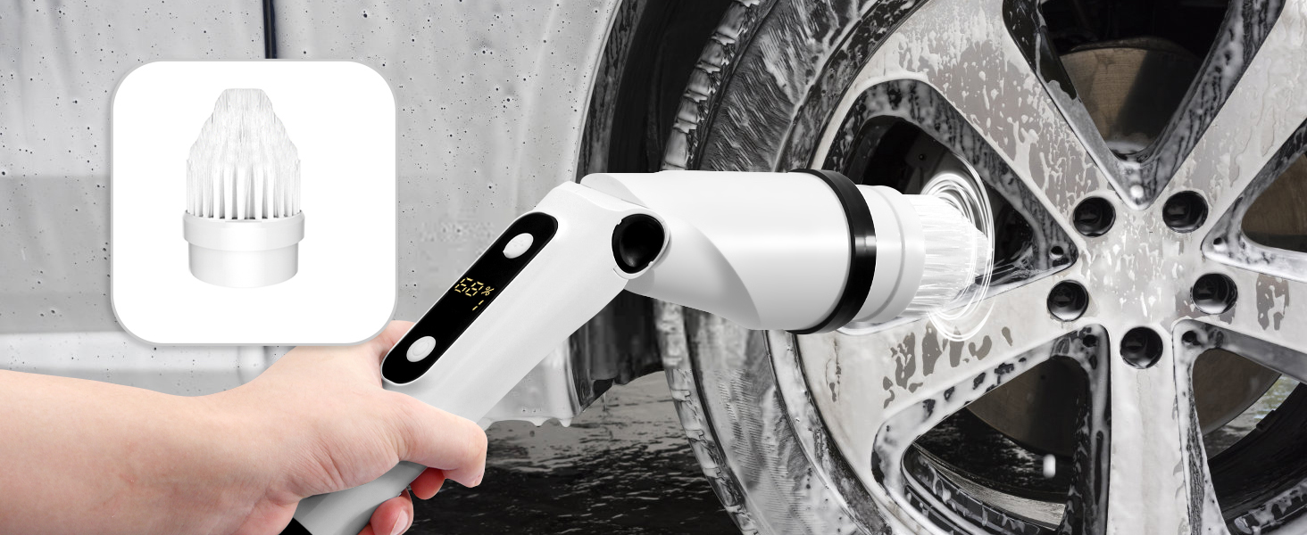 IEZFIX Electric Spin Scrubber, Bathroom Power Shower Scrubber Cleaning Brush for Tub/Tile/Floor/Toilet/Kitchen, 8 Cleaner Scrub Brush Heads, 3 Speeds 450RPM Max, Telescopic Rod Black detail 8