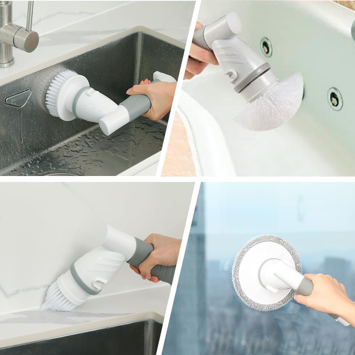 LANMU Electric Scrubber Sponge Wand Compatible with Scrub Daddy/Mommy Sponges, Cordless Power Spin Brush with Comfortable Handle, 5 Replaceable Heads for Cleaning Oven, Stove, Sink, Shower, Bathtub detail 12