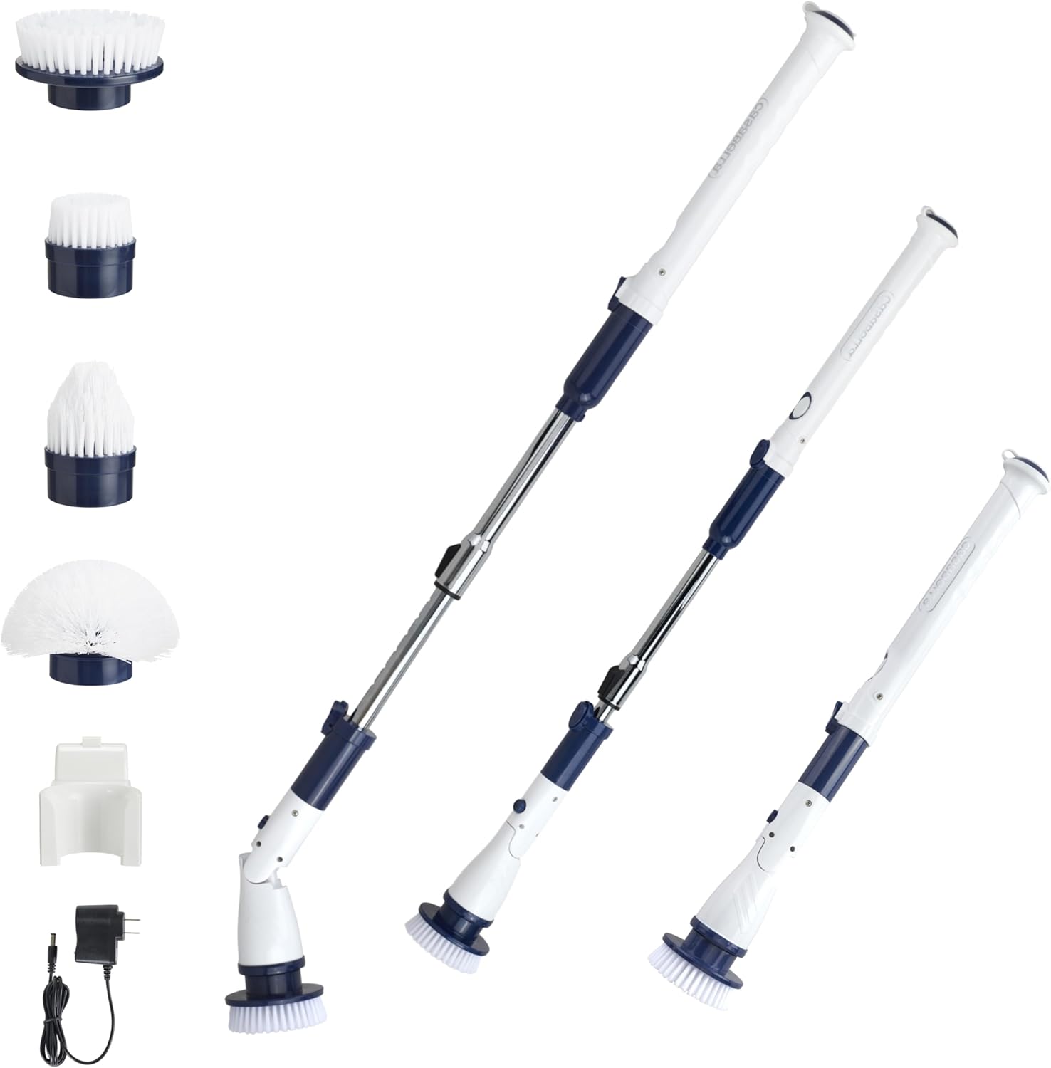 Casabella Power Spin Scrubber, Extendable to 47.5" - Cordless Electric Cleaner for Shower, Kitchen, Bathroom, Tile, Tub, Car, Deck - Rechargeable Spin Brush with Adjustable Brush Head & 4 Attachments detail 7