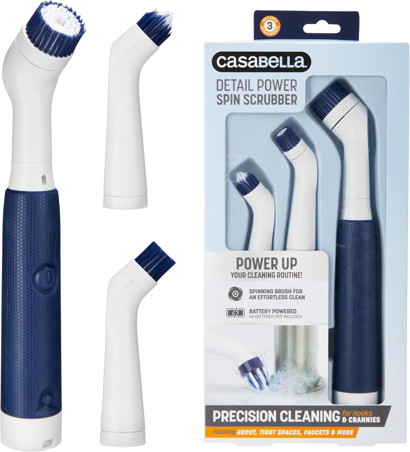 Casabella Power Spin Scrubber, Extendable to 47.5" - Cordless Electric Cleaner for Shower, Kitchen, Bathroom, Tile, Tub, Car, Deck - Rechargeable Spin Brush with Adjustable Brush Head & 4 Attachments detail 9