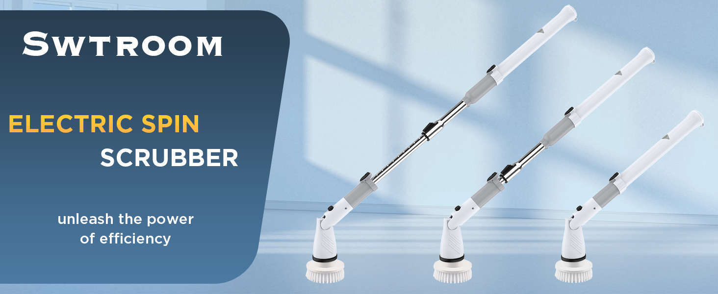 Electric Spin Scrubber, Cordless Power Brush Floor Scrubber with Adjustable Extension Arm and 4 Replaceable Bathroom Cleaning Brush Heads, Ideal for Tub, Tile, and Floor Cleaning detail 1