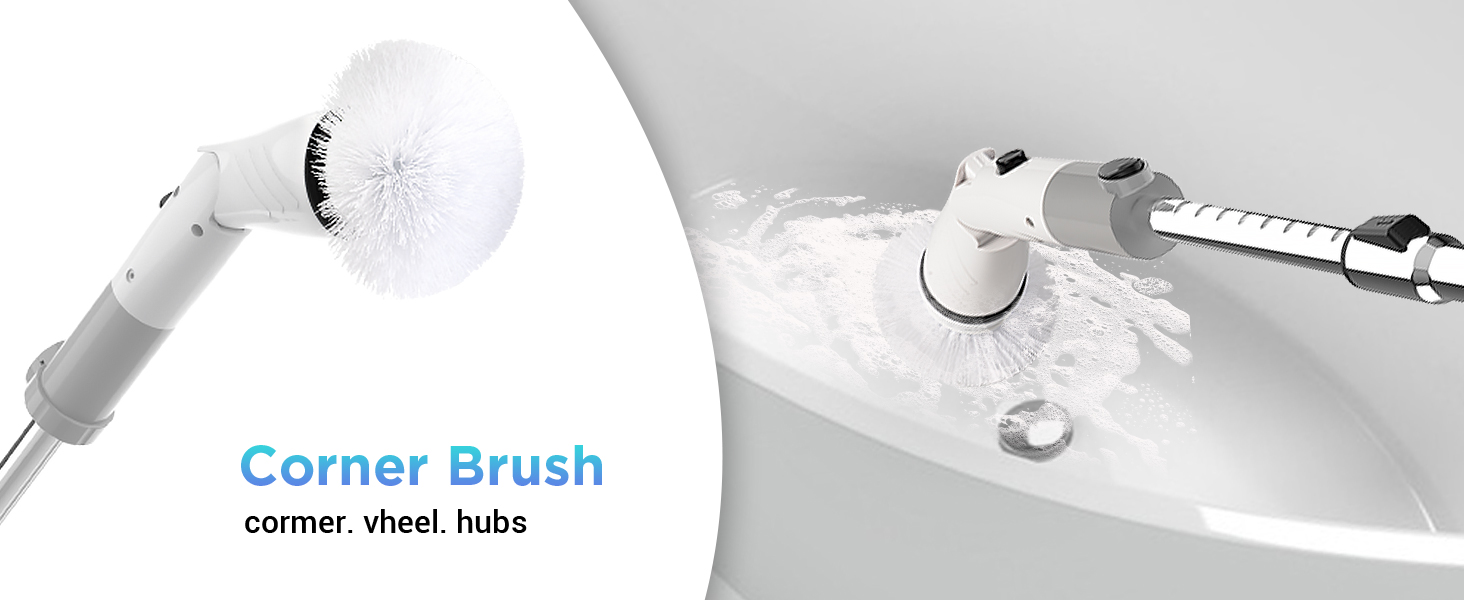 Electric Spin Scrubber, Cordless Power Brush Floor Scrubber with Adjustable Extension Arm and 4 Replaceable Bathroom Cleaning Brush Heads, Ideal for Tub, Tile, and Floor Cleaning detail 6