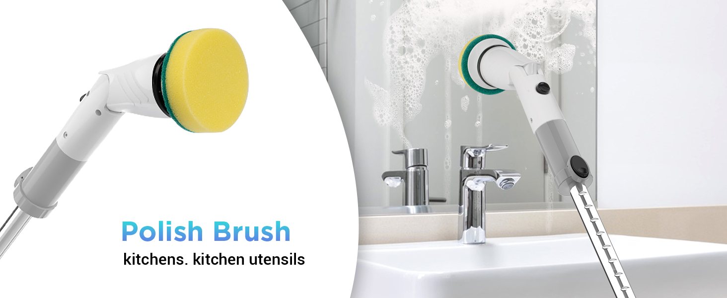 Electric Spin Scrubber, Cordless Power Brush Floor Scrubber with Adjustable Extension Arm and 4 Replaceable Bathroom Cleaning Brush Heads, Ideal for Tub, Tile, and Floor Cleaning detail 9