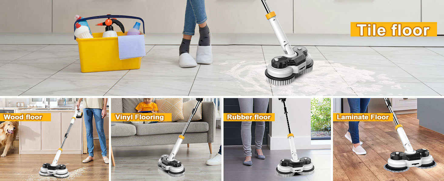 qimedo 800RPM Cordless Electric Mop, 6000mAh Battery Electric Power Scrubber & Mops for Floor Cleaning, Best Automatic Spin Mops with Smart Display,Rotating Mop with LED Light & Water Spray detail 14