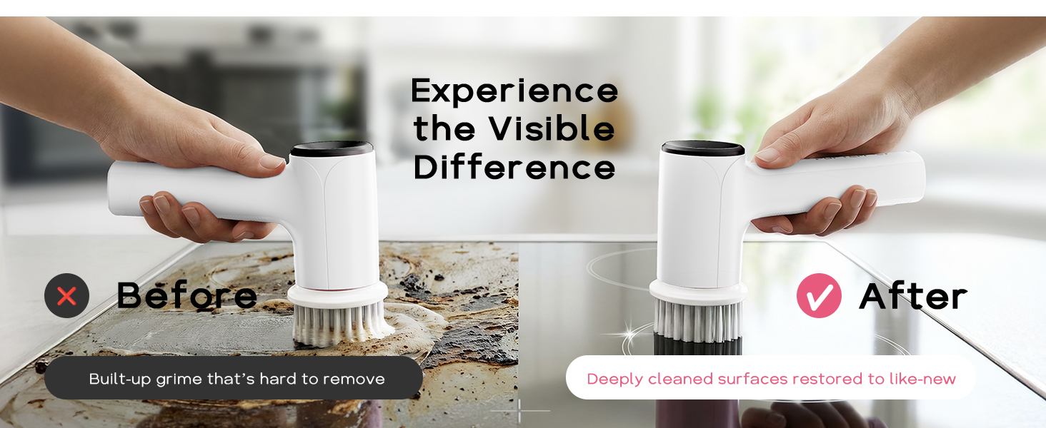 PUFTEM Electric Spin Scrubber for Bathroom Cleaning, Cordless Shower Scrubber with 6 Brush Heads, Dual-Direction Rotation, Handheld Cleaning Brush for Grout, Tile, Tub, Sink & Corners, White detail 5