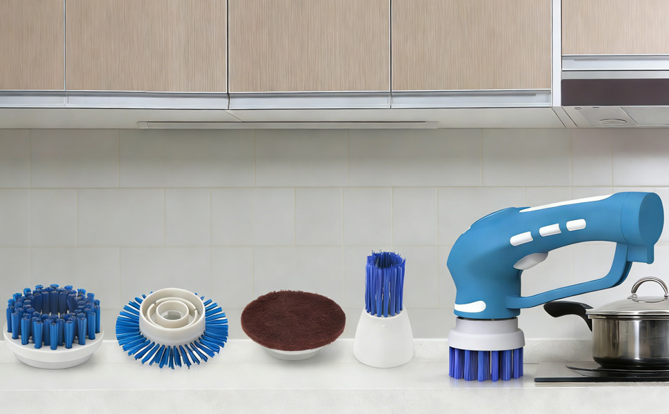 Cordless Electric Spin Scrubber with 6 Brush Heads & 2 Rechargeable Batteries, Power Scrubber for Shower Tile Grout Tub Bathroom Cleaning, IPX7 Waterproof Handheld Scrubber detail 3