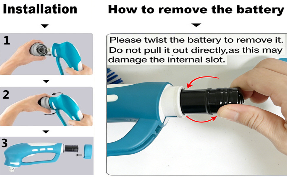 Cordless Electric Spin Scrubber with 6 Brush Heads & 2 Rechargeable Batteries, Power Scrubber for Shower Tile Grout Tub Bathroom Cleaning, IPX7 Waterproof Handheld Scrubber detail 8