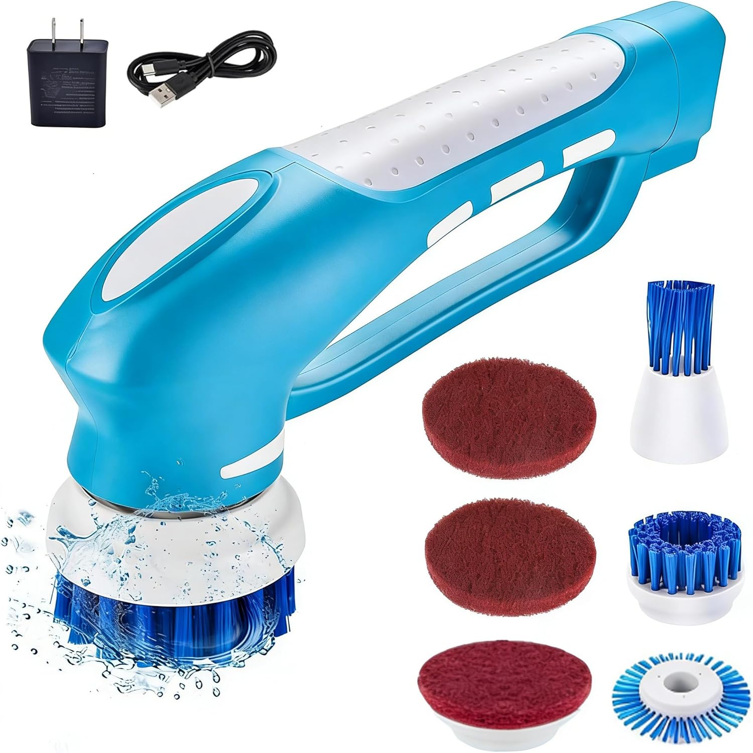 Cordless Electric Spin Scrubber with 6 Brush Heads & 2 Rechargeable Batteries, Power Scrubber for Shower Tile Grout Tub Bathroom Cleaning, IPX7 Waterproof Handheld Scrubber detail 10