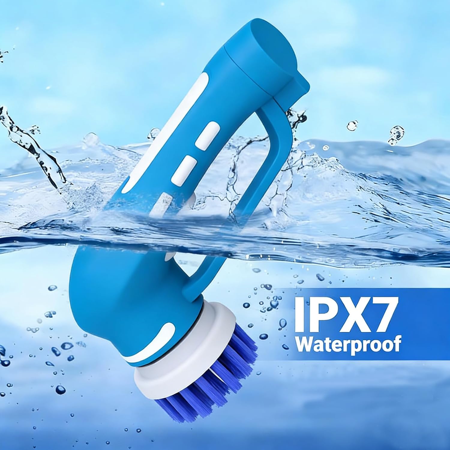 Cordless Electric Spin Scrubber with 6 Brush Heads & 2 Rechargeable Batteries, Power Scrubber for Shower Tile Grout Tub Bathroom Cleaning, IPX7 Waterproof Handheld Scrubber detail 14