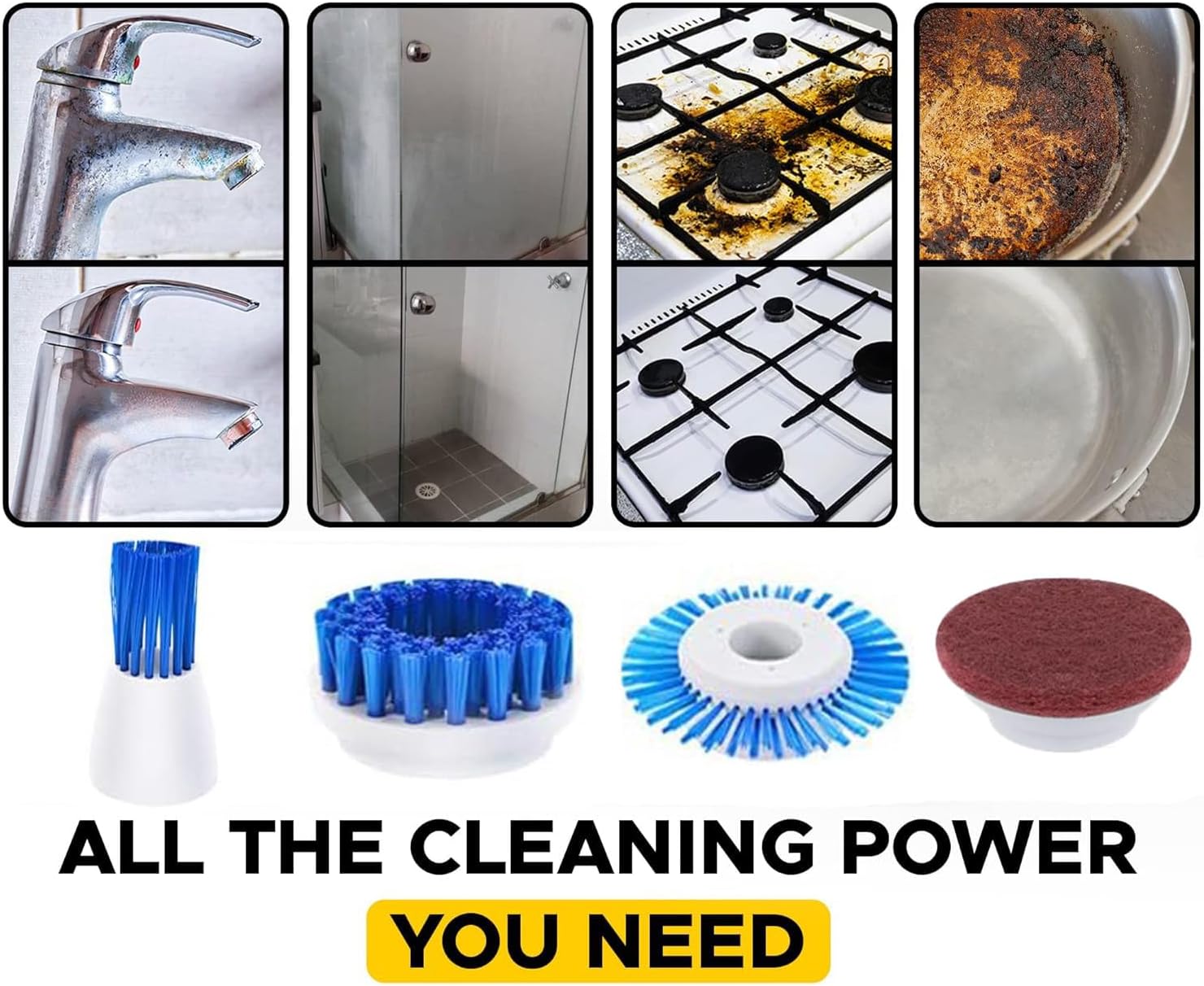 Cordless Electric Spin Scrubber with 6 Brush Heads & 2 Rechargeable Batteries, Power Scrubber for Shower Tile Grout Tub Bathroom Cleaning, IPX7 Waterproof Handheld Scrubber detail 16