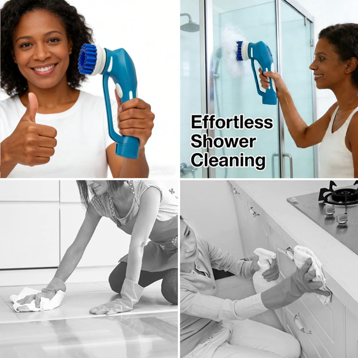 Cordless Electric Spin Scrubber with 6 Brush Heads & 2 Rechargeable Batteries, Power Scrubber for Shower Tile Grout Tub Bathroom Cleaning, IPX7 Waterproof Handheld Scrubber detail 17