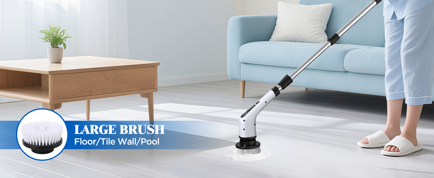 Electric Spin Scrubber, FARI Shower Cleaning Brush with 8 Replaceable Drill Brush Heads, Cordless Power Scrubber with Adjustable Handle Bathroom and Shower Cleaner detail 7