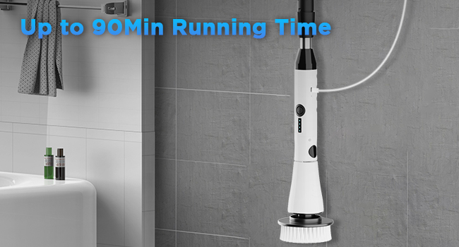 Electric Spin Scrubber, Bathroom Cleaner, Power Shower Cleaning Brush with Extendable Handle & 4 Brush Heads, Shower Scrubber for Bathtub Tile Grout Kitchen Window and Floor detail 7