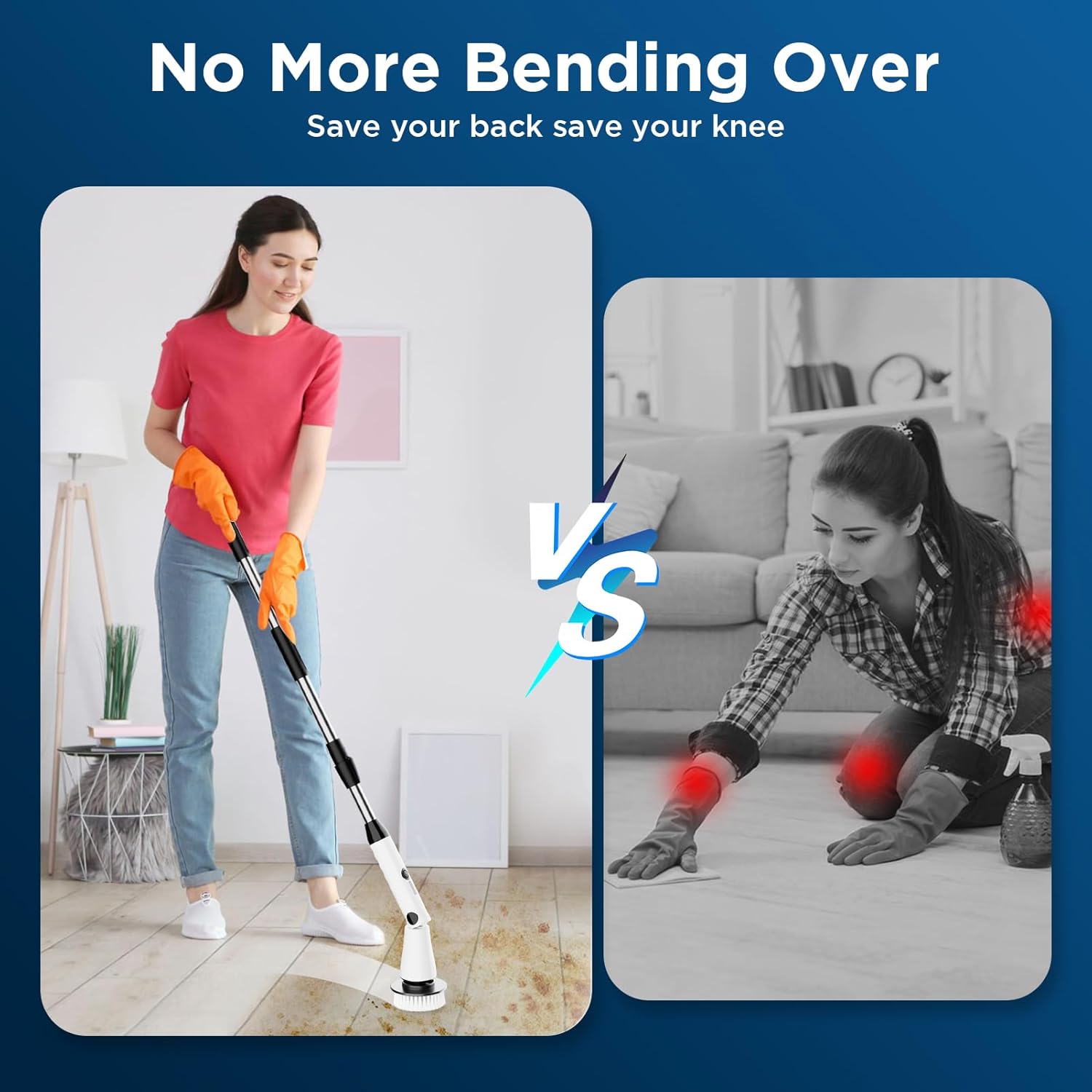 Electric Spin Scrubber, Bathroom Cleaner, Power Shower Cleaning Brush with Extendable Handle & 4 Brush Heads, Shower Scrubber for Bathtub Tile Grout Kitchen Window and Floor detail 11